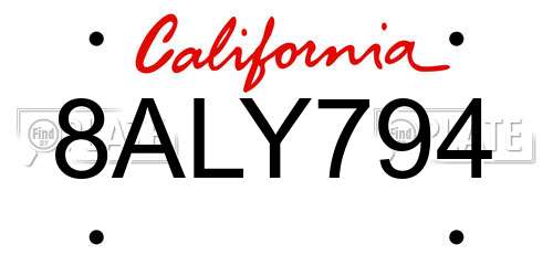 8ALY794 California License Plate