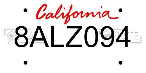 8ALZ094 California License Plate