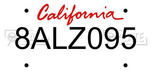 8ALZ095 California License Plate