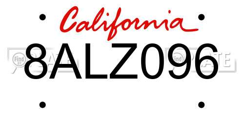 8ALZ096 California License Plate