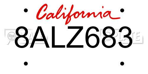 8ALZ683 California License Plate