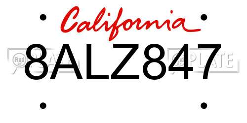 8ALZ847 California License Plate