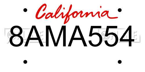 8AMA554 California License Plate