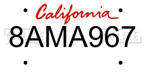 8AMA967 California License Plate