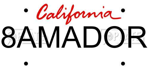 8AMADOR California License Plate
