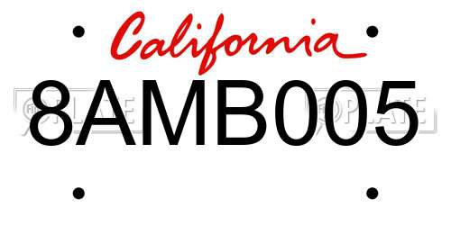 8AMB005 California License Plate