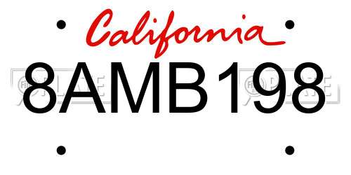 8AMB198 California License Plate