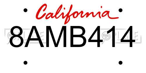 8AMB414 California License Plate