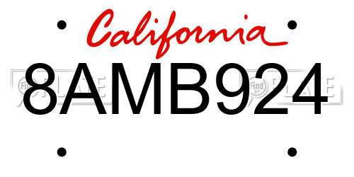 8AMB924 California License Plate