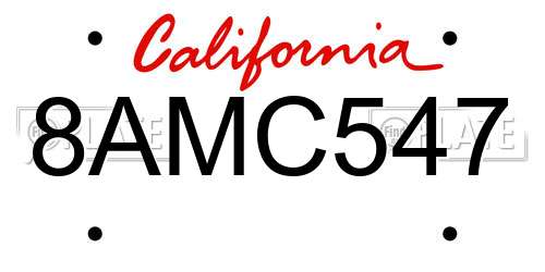 8AMC547 California License Plate