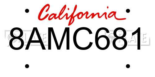 8AMC681 California License Plate