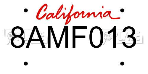 8AMF013 California License Plate