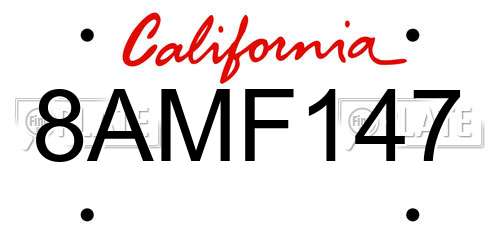8AMF147 California License Plate