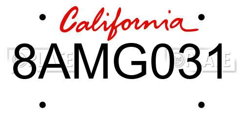 8AMG031 California License Plate