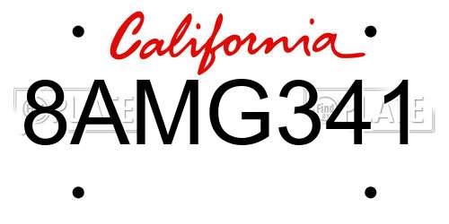 8AMG341 California License Plate