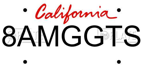 8AMGGTS California License Plate