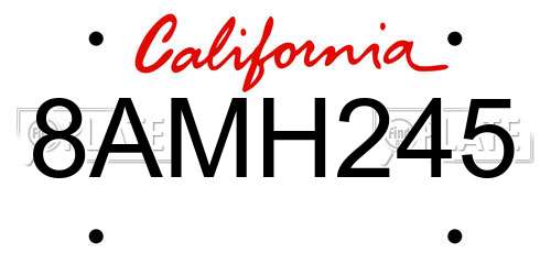 8AMH245 California License Plate