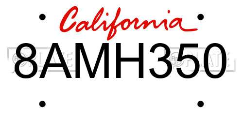 8AMH350 California License Plate