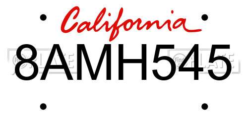 8AMH545 California License Plate