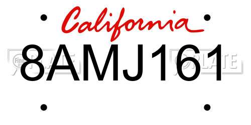 8AMJ161 California License Plate