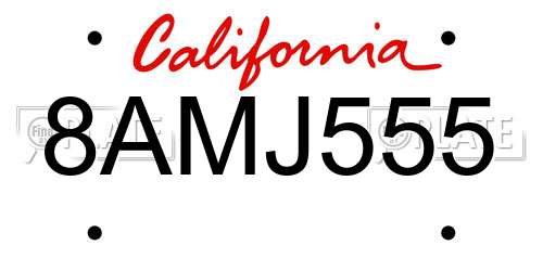 8AMJ555 California License Plate