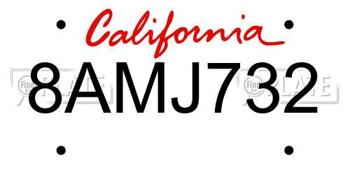 8AMJ732 California License Plate