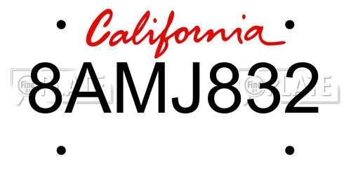 8AMJ832 California License Plate