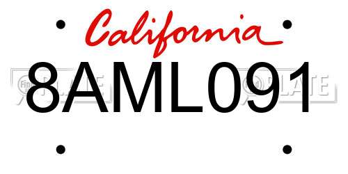 8AML091 California License Plate