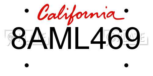 8AML469 California License Plate