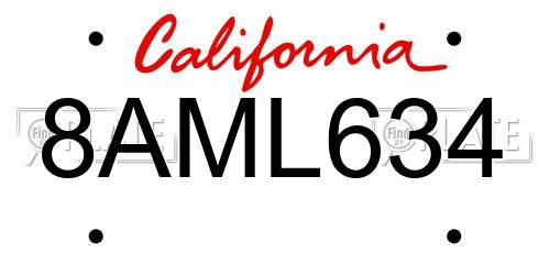 8AML634 California License Plate