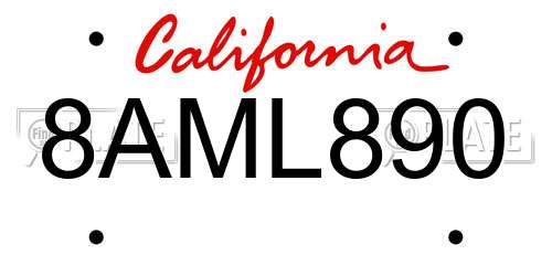 8AML890 California License Plate