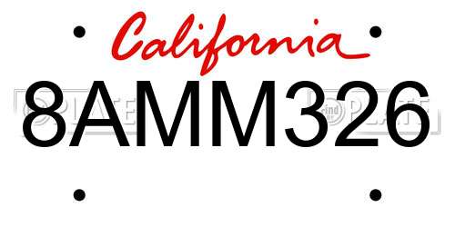 8AMM326 California License Plate