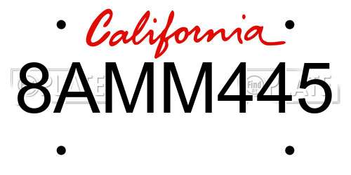 8AMM445 California License Plate