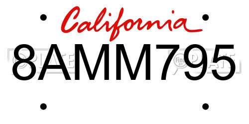 8AMM795 California License Plate