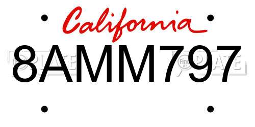 8AMM797 California License Plate