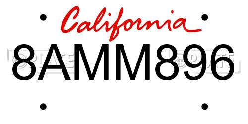 8AMM896 California License Plate