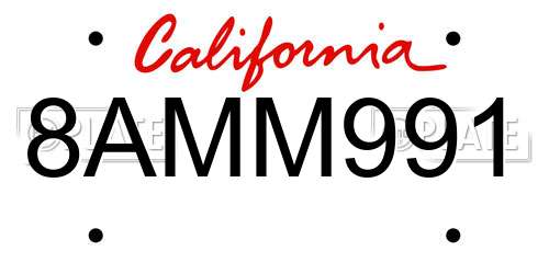 8AMM991 California License Plate