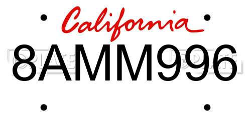 8AMM996 California License Plate