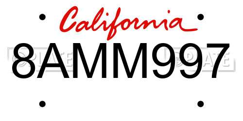 8AMM997 California License Plate