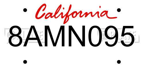 8AMN095 California License Plate