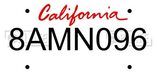 8AMN096 California License Plate