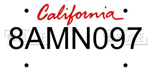 8AMN097 California License Plate