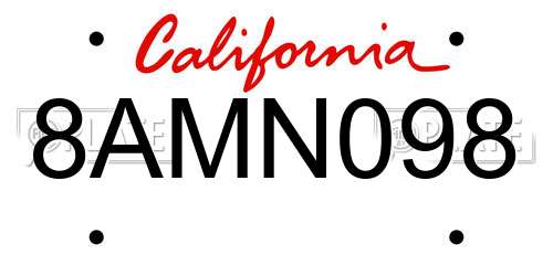 8AMN098 California License Plate