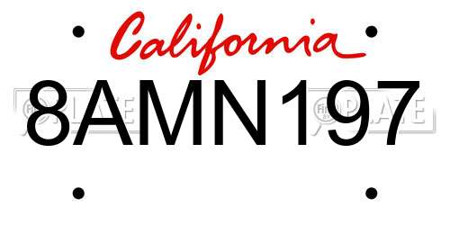 8AMN197 California License Plate