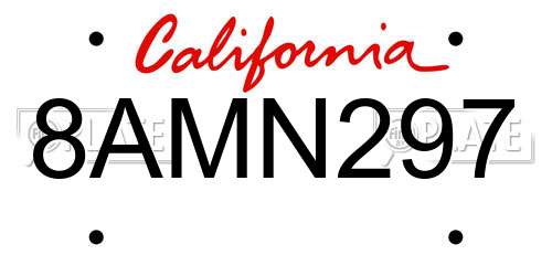 8AMN297 California License Plate