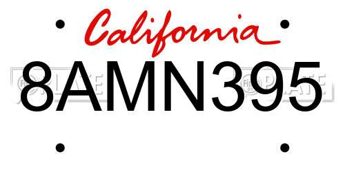 8AMN395 California License Plate