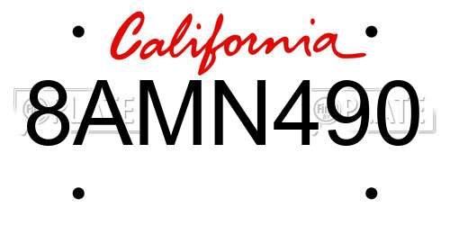 8AMN490 California License Plate