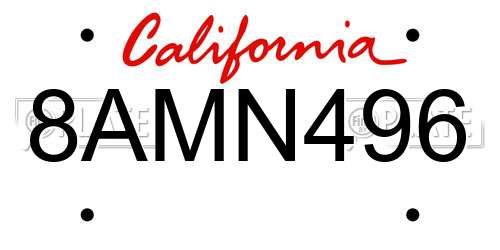 8AMN496 California License Plate