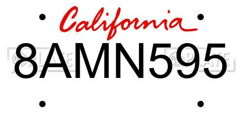8AMN595 California License Plate