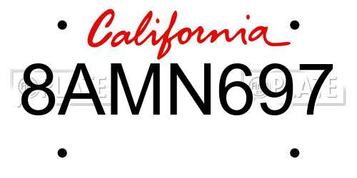8AMN697 California License Plate